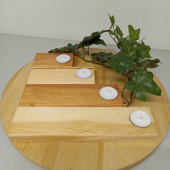 Stackable Wooden Tealight Candle Holders Slim Cedar And Pine - Picture 3 of 3